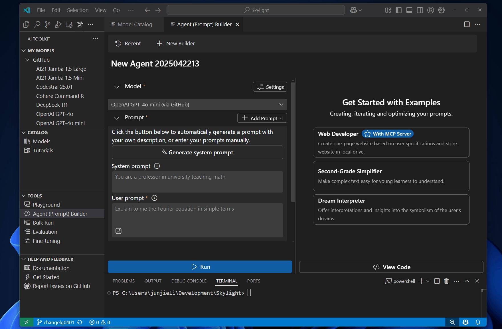 Animated GIF showing how to use the scaffold mcp