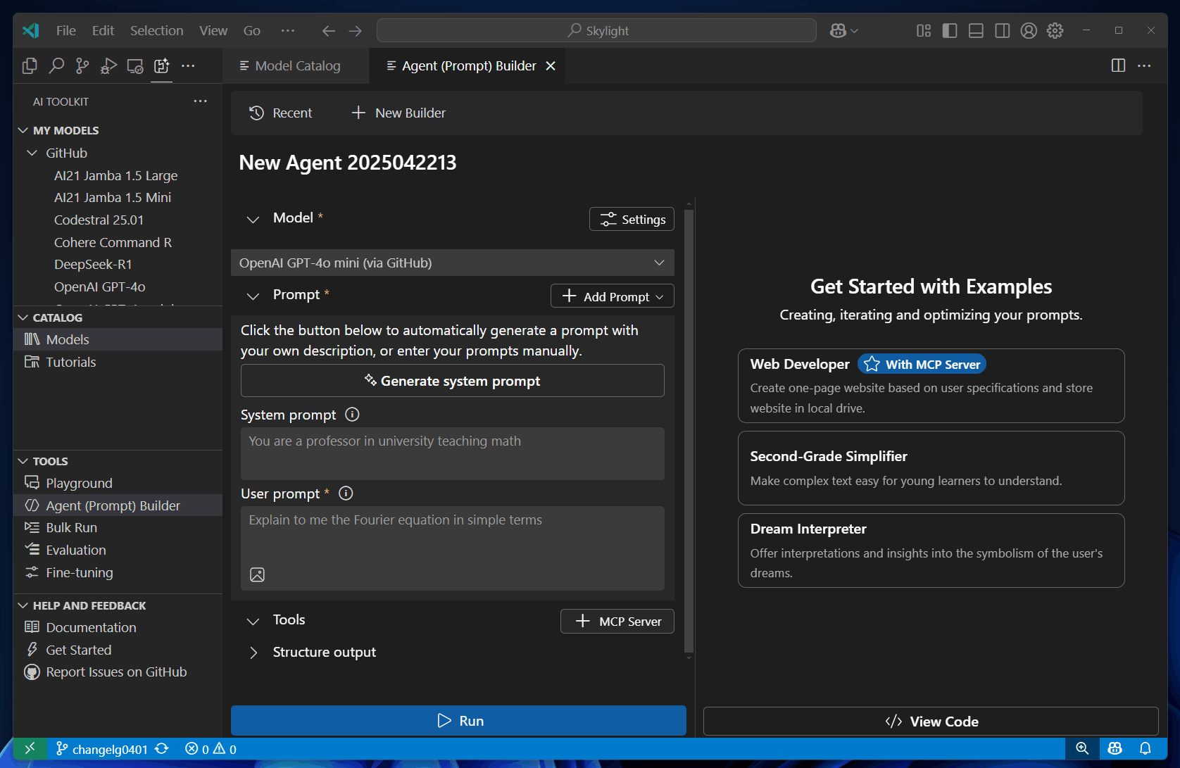 Animated GIF showing how to use structured output