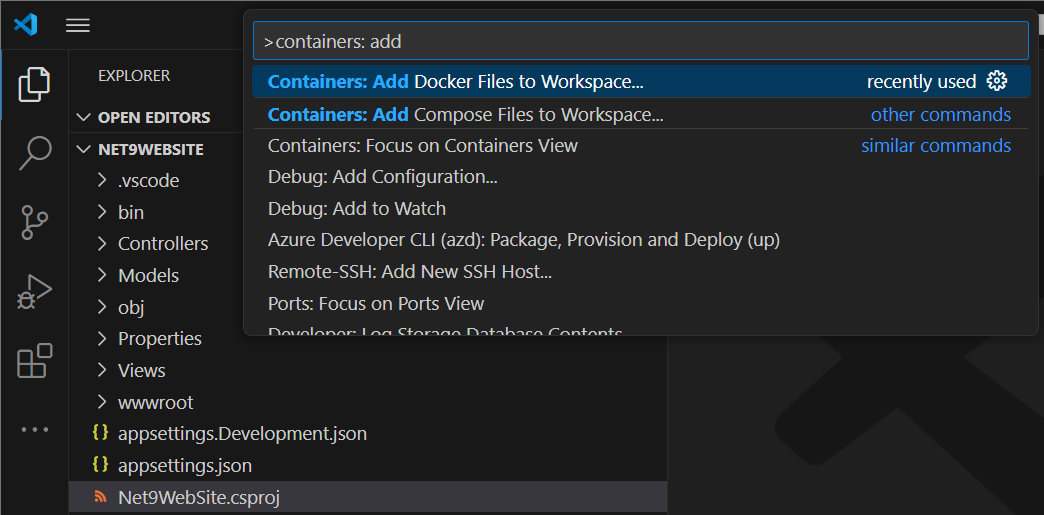 Add Dockerfile to a .NET project