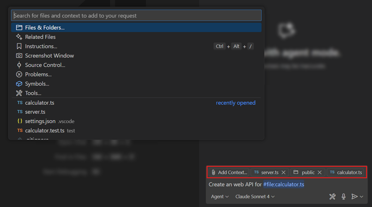 Screenshot of the Chat view with the context menu open.