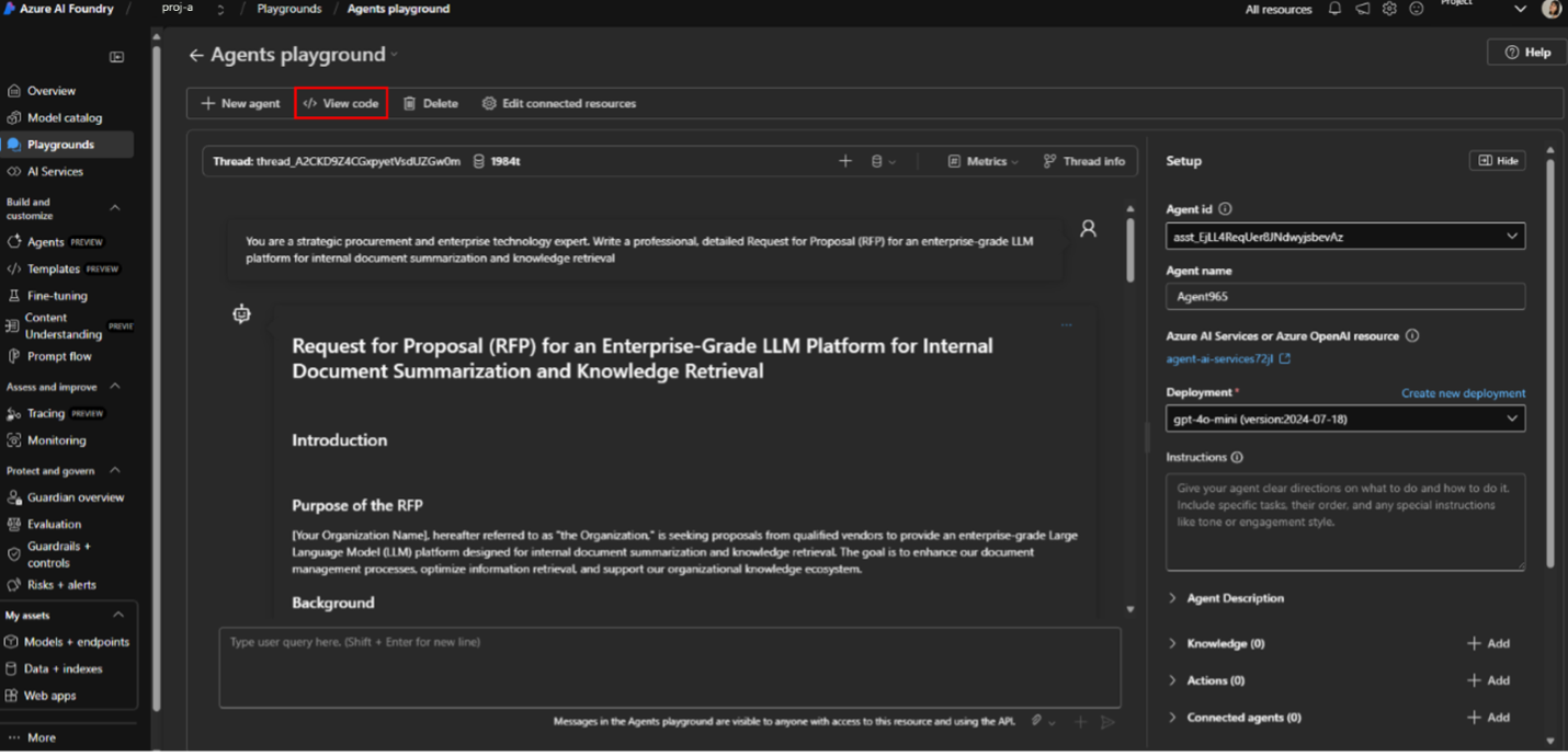 Screenshot that shows view code button
