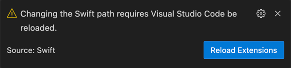 Reload VS Code warning
